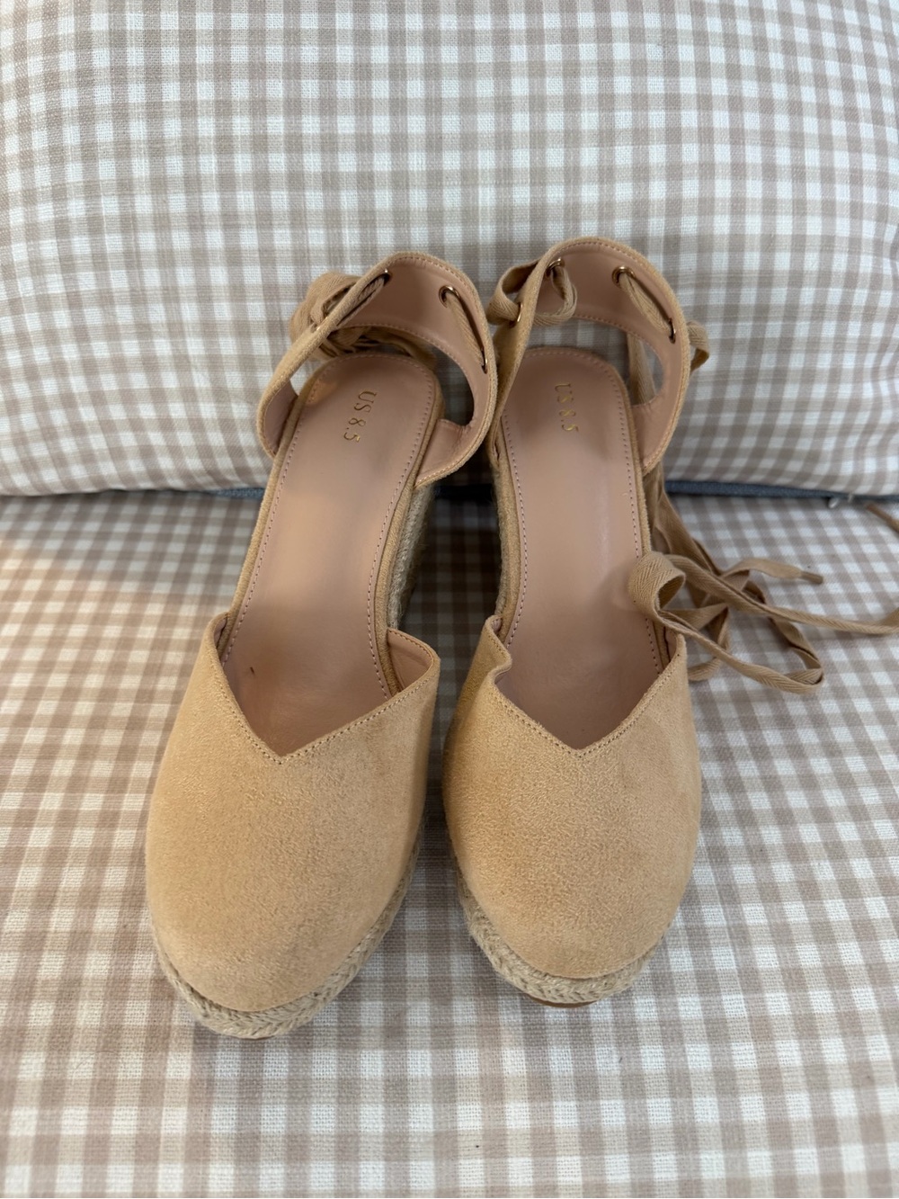 Tan Espadrille Wedge Sandals - Women